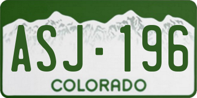 CO license plate ASJ196