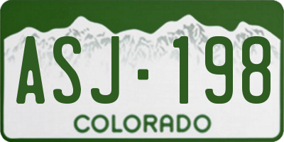 CO license plate ASJ198