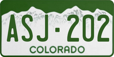 CO license plate ASJ202