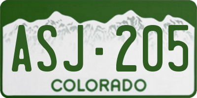 CO license plate ASJ205