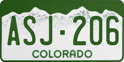 CO license plate ASJ206