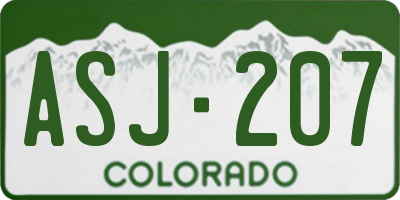 CO license plate ASJ207