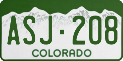 CO license plate ASJ208