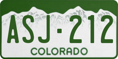 CO license plate ASJ212