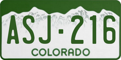 CO license plate ASJ216