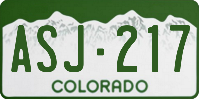 CO license plate ASJ217