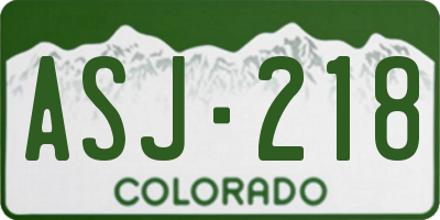 CO license plate ASJ218