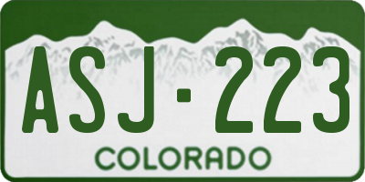 CO license plate ASJ223