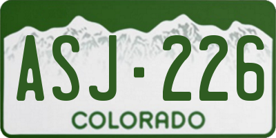CO license plate ASJ226