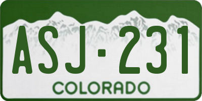 CO license plate ASJ231