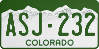 CO license plate ASJ232