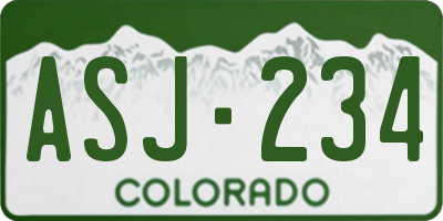 CO license plate ASJ234