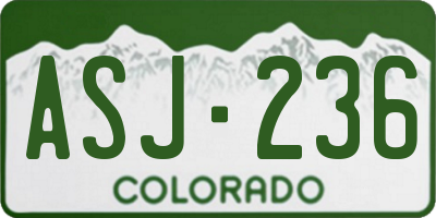 CO license plate ASJ236