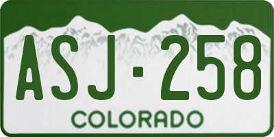 CO license plate ASJ258