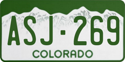 CO license plate ASJ269