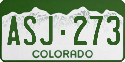 CO license plate ASJ273