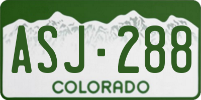 CO license plate ASJ288