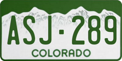 CO license plate ASJ289