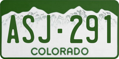 CO license plate ASJ291