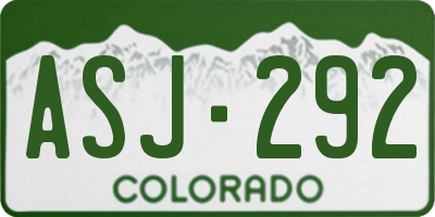 CO license plate ASJ292