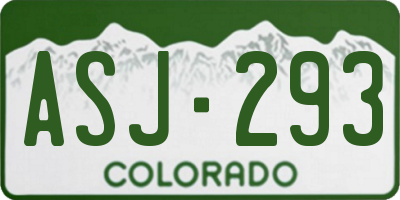 CO license plate ASJ293