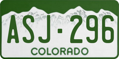 CO license plate ASJ296
