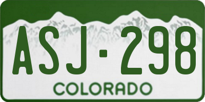 CO license plate ASJ298