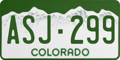 CO license plate ASJ299