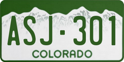 CO license plate ASJ301
