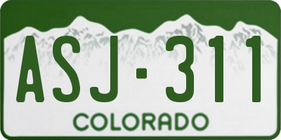 CO license plate ASJ311