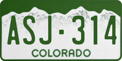CO license plate ASJ314