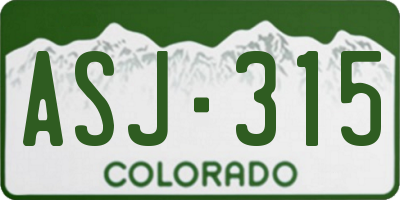 CO license plate ASJ315