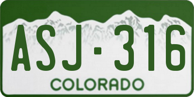 CO license plate ASJ316