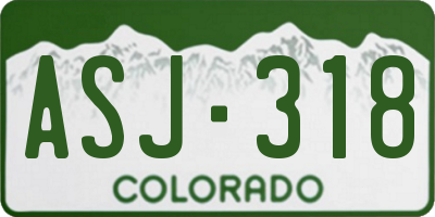 CO license plate ASJ318