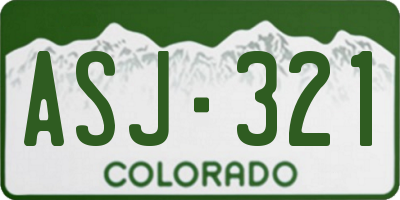 CO license plate ASJ321