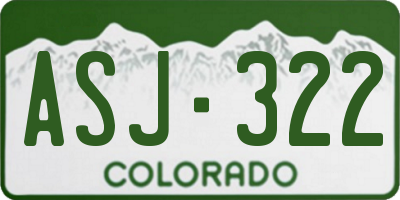 CO license plate ASJ322