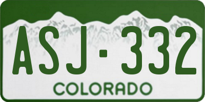 CO license plate ASJ332