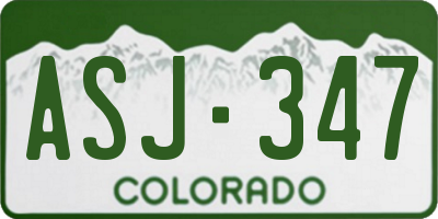 CO license plate ASJ347