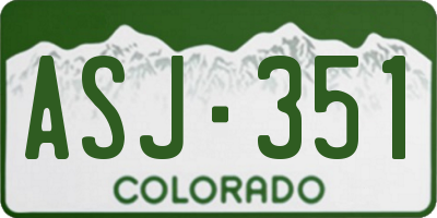 CO license plate ASJ351