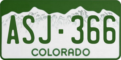 CO license plate ASJ366