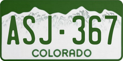 CO license plate ASJ367