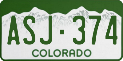 CO license plate ASJ374