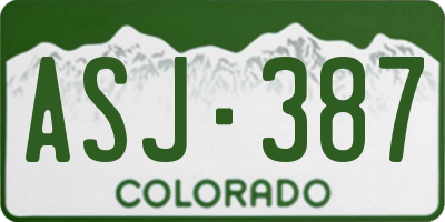 CO license plate ASJ387