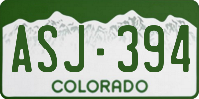 CO license plate ASJ394