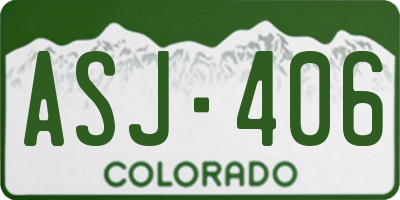 CO license plate ASJ406