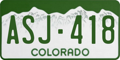 CO license plate ASJ418