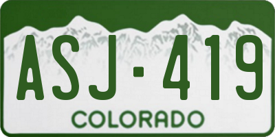 CO license plate ASJ419