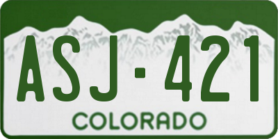 CO license plate ASJ421