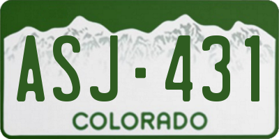 CO license plate ASJ431