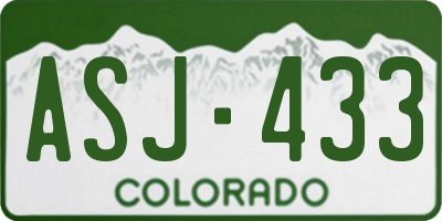 CO license plate ASJ433